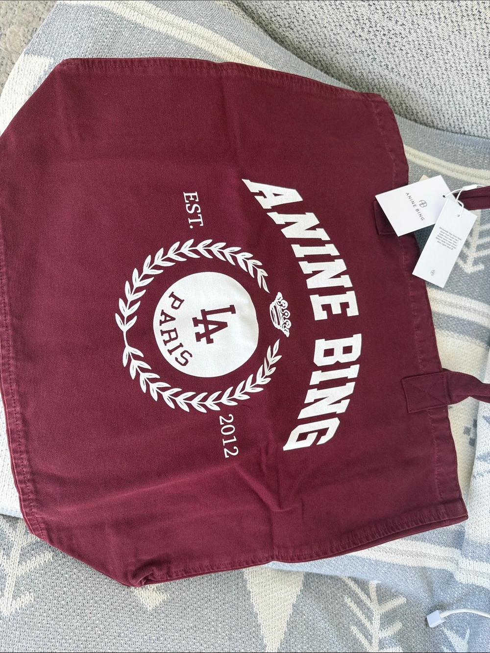 Anine Bing Leo Collegiate Canvas Tote Bag - Picture 5 of 7